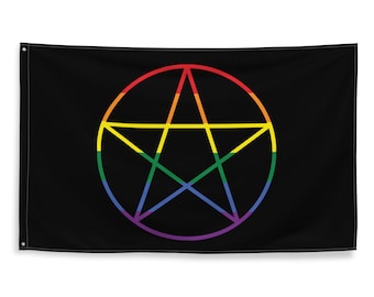 Pentagramm Pride Flagge | Schwarz & Regenbogen