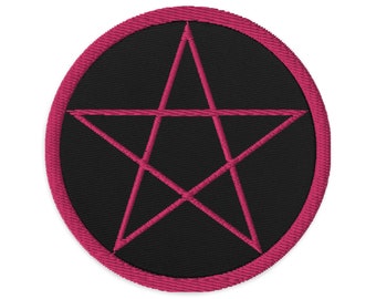 Pentagram Embroidered Patch | Black & Pink