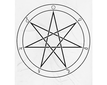 Planeten Heptagram | Ritualkreis Bodentuch | Weiß