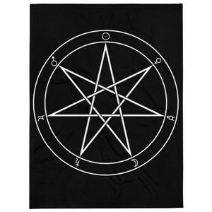 Planetary Heptagram | Ritual Circle Floor Cloth | Black