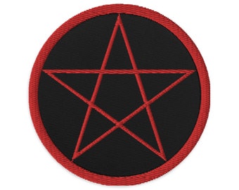 Pentagram Embroidered Patch | Black & Red