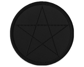 Pentagram gestickter Aufnäher | Schwarz auf Schwarz