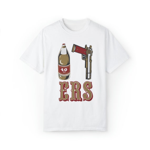 Mens Golden Empire Shirt 40 Oz Bottle 9 MM Gold Gun ERS California T-shirt