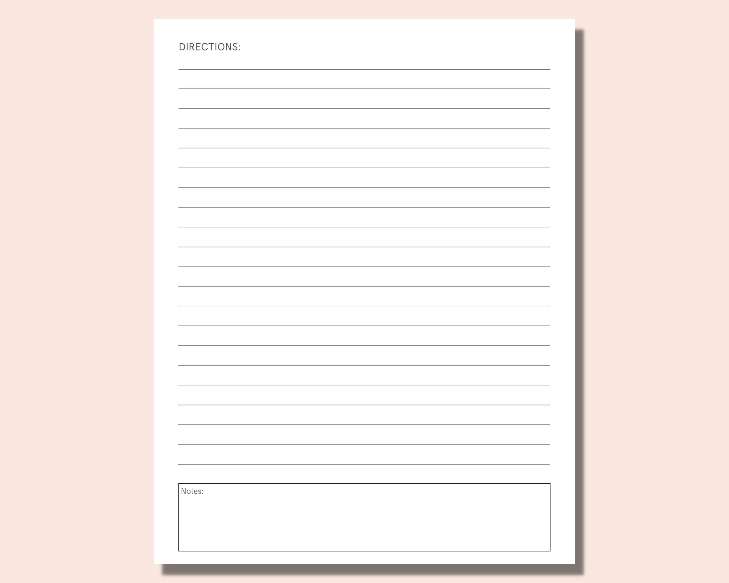 Editable Recipe Page Printable Printable PDF Download Editable in Canva - Etsy