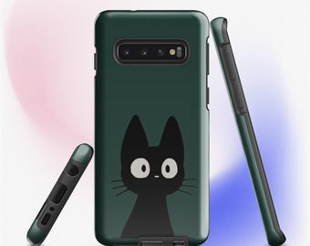 Studio Ghibli Kiki’s Delivery Service Cat with a Dark Green Background Tough Samsung Case
