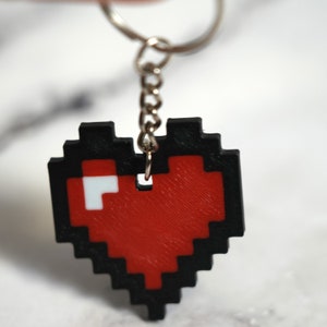 Pixel Heart Keychain 3D Printed