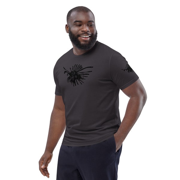 Lionfish (Pterois) Black edition on Unisex organic cotton t-shirt