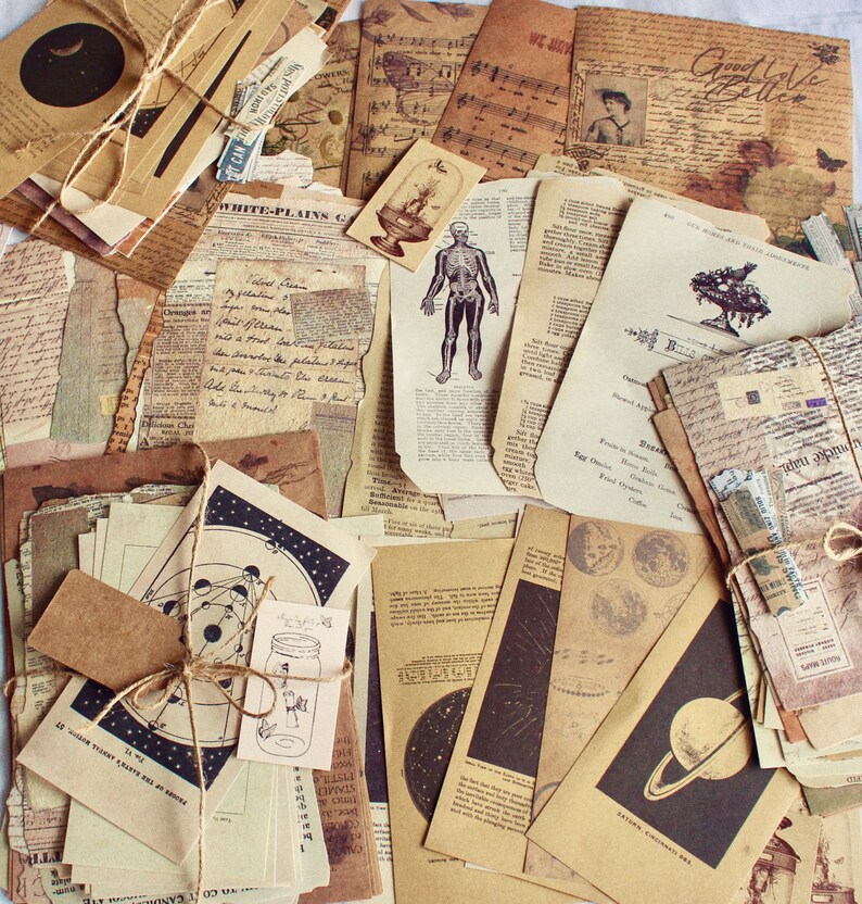 Personalized Vintage Material Assorted Paper Set Junk Journal Etsy
