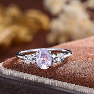 1CT Amethyst Bridal Ring Unique Amethyst Engagement Ring Vintage Cluster Promise Ring Art Deco 14K Rose Gold Silver Wedding Ring for Women