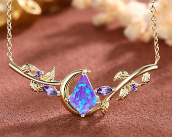Kite Lavender Opal Pendant Necklace: Sterling Silver, Amethyst Accent