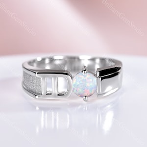 White Opal Engagement Ring: Unique 18K Gold Promise Ring