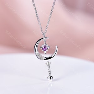 Crescent Moon Crystal Necklace Moon Necklace Moon Amethyst Necklace Celestial Quartz Crystal Necklace Aventurine Rose Quartz Moon Pendant