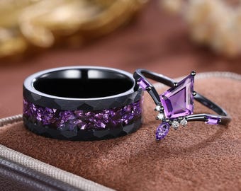 Skye Peacock Opal Couples Ring Set- His and Hers Matching Wedding