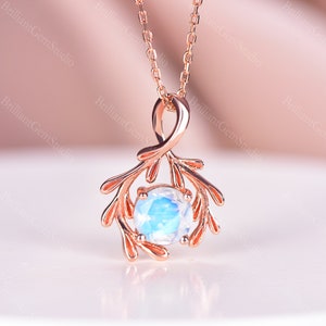 Rainbow Round Moonstone Necklace Handmade Jewelry Twig Crystal Jewelry June Birthstone Gift Raw Rainbow Moonstone Rainbow Moonstone Pendant