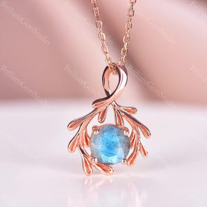 Hanger ketting takje labradoriet: sterlingzilver, gouden afwerking