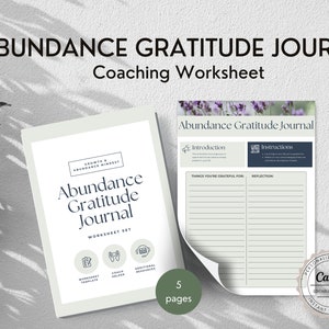 Abundance Gratitude Journal Coaching Worksheets | Coaching Template Life Coach Tools | Manifestation Techniques