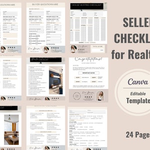 Real Estate Seller Checklist Canva Template Home Selling Checklist Realtor Checklist for Sellers House Selling Checklist Selling A Home