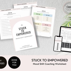 Done-For-You Lead Magnet Template for Coaches | Stuck to Empowered Mood Shift Worksheet | Coaching Business Resources | Editable Canva