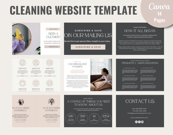 Cleaning Website Canva Website Cleaning Services Website Commercial Cleaner Website Cleaner Templates Customizable Cleaner Website Template