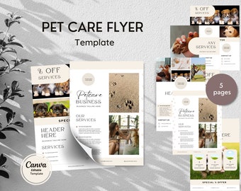 Editable Pet Care Flyer Template, Dog Walking Flyer, Cat Care Flyer, Pet Grooming Flyer, Pet Sitting Flyer, Canva Template, Instant Download