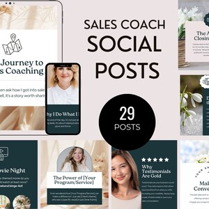 Sjablonen voor verkoopcoach: berichten over zakelijke coaching, marketingcontent via sociale media