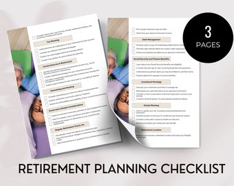 Retirement Planning Checklist, Preparation Guide, Essentials Checklist, Retirement To-Do List Tracker