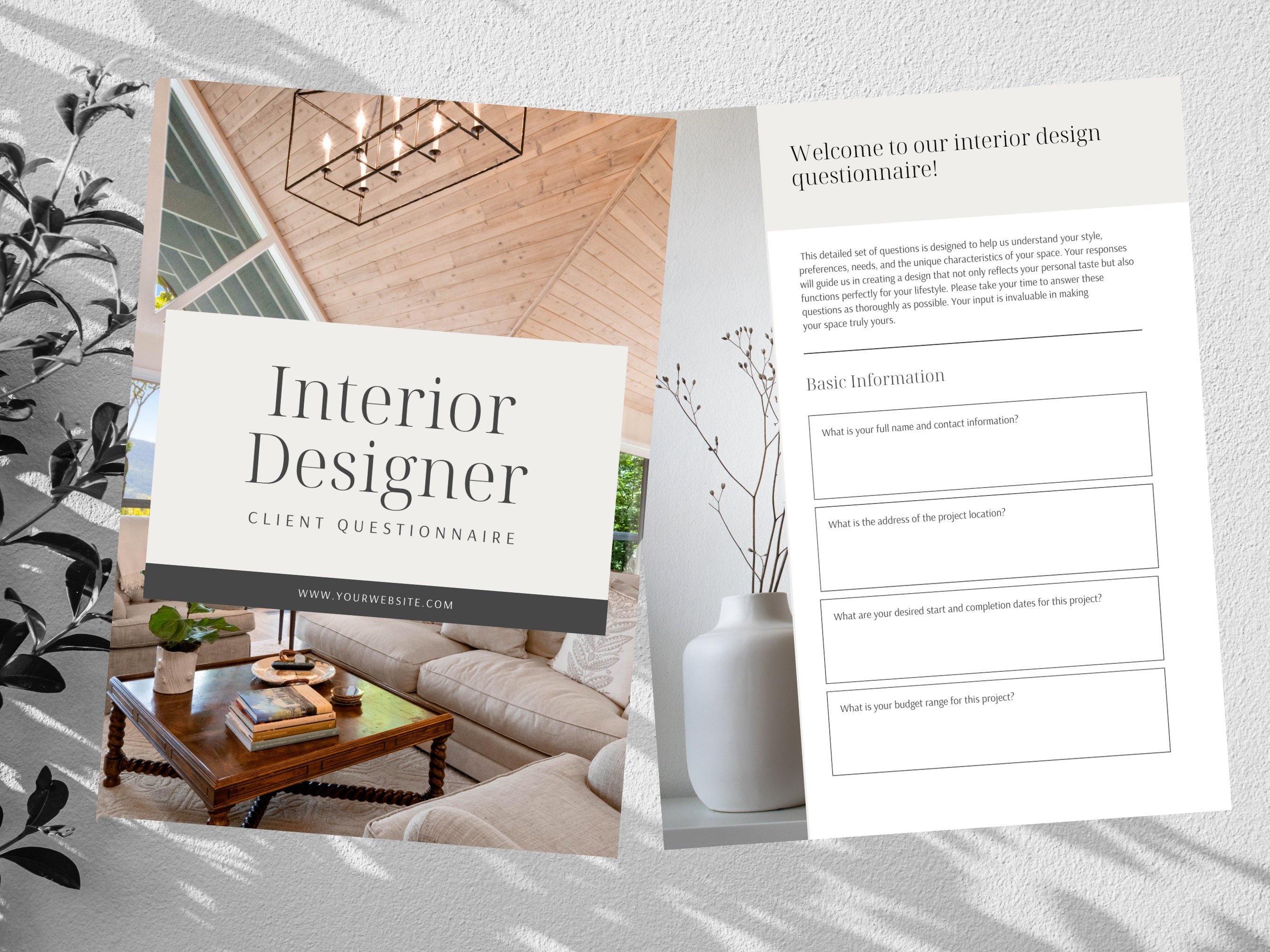 Interior Design Client Questionnaire Template| Printable Client Intake ...