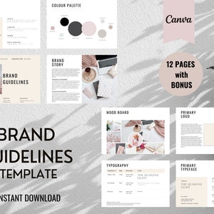 Brand Guidelines Template, Brand Strategy,  Brand Style Guide, Brand Identity, Mood Board Template, Visual Identity, Canva Templates