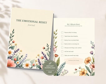 Emotional Reset Journal | Guided Self Care, Reflection Prompts (Digital Download)
