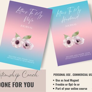 Paquete de pareja casada, obsequio hecho para usted, imán principal, diario de matrimonio, diario de amor, plantilla Canva, descarga DIGITAL, carta de EE. UU., DFY