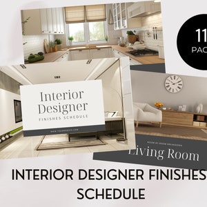 Interior Designer Finishes Schedule  | Interior Design Planner Template | Printable Design Finishes Tracker