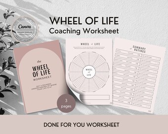 Foglio di lavoro con modello di ruota della vita modificabile / Modello di coaching pronto all'uso
