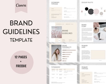 Brand Guidelines Template | Brand Strategy Guide | Brand Identity Design | Mood Board Template for Branding