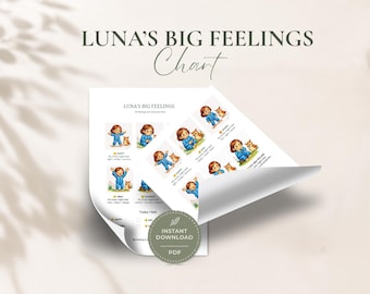 Kids Feelings Chart, Big Feelings Printable, Emotional Regulation Tool, Calm Down Poster