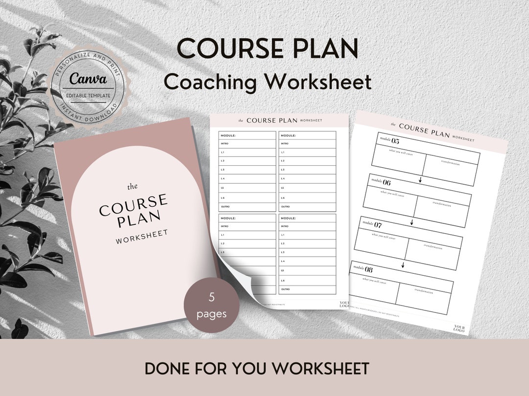 Course Plan Worksheet | Course Planner | Coaching Kit | Digital Product ...