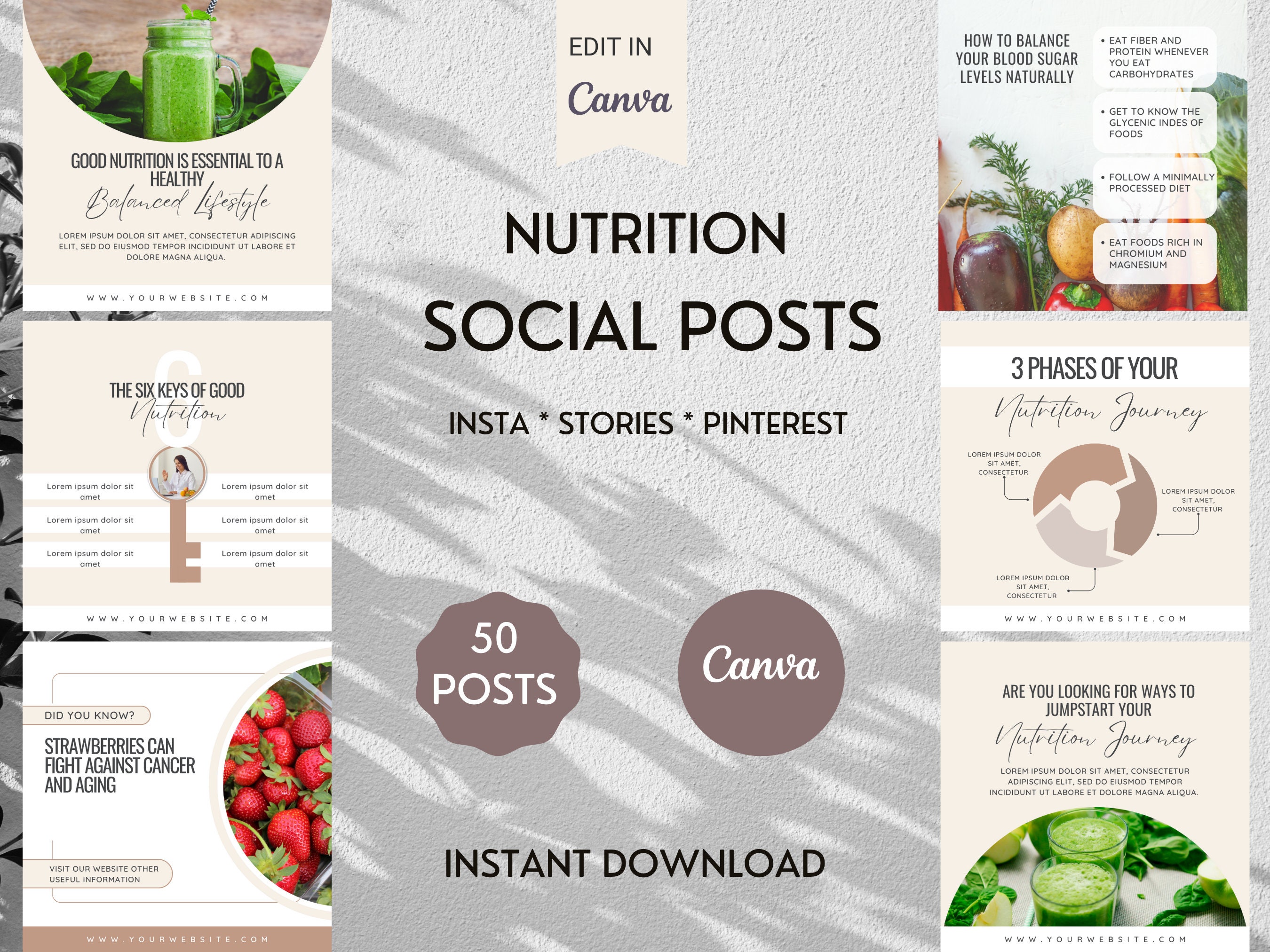 Nutrition Coach Instagram Post Canva Templates | Health Coach Boost ...