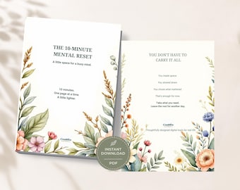 10 Minute Mental Reset, Overwhelm Printable, Mind Reset Workbook, Self Care Journal