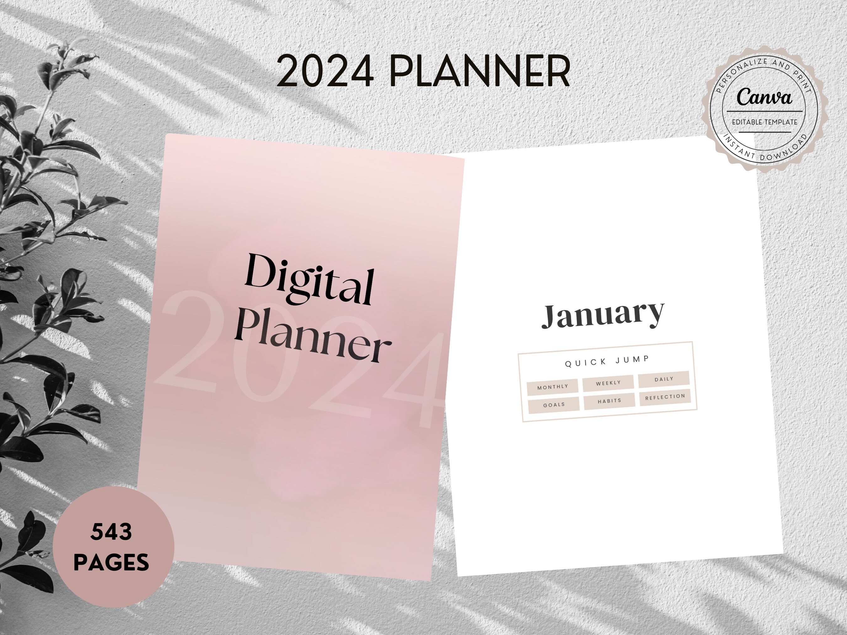 2024 Digital Planner Printable PDF Editable Templates - Etsy
