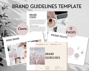Brand Guidelines Template, Brand Strategy,  Brand Style Guide, Brand Identity, Mood Board Template, Visual Identity, Canva Templates