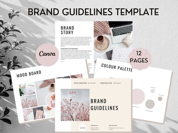 Brand Guidelines Template, Brand Strategy,  Brand Style Guide, Brand Identity, Mood Board Template, Visual Identity, Canva Templates
