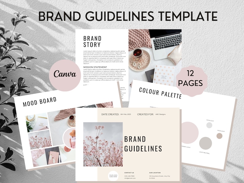 Brand Guidelines Template, Brand Strategy,  Brand Style Guide, Brand Identity, Mood Board Template, Visual Identity, Canva Templates