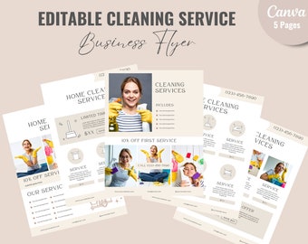 Cleaning Service Flyer | Housekeeping | Home Cleaners | Business Promotion | Editable Canva Template