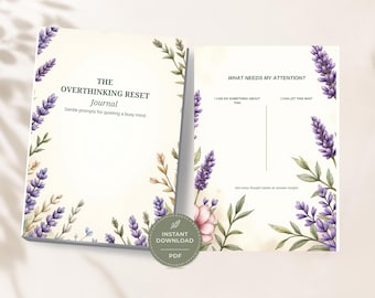The Overthinking Reset Journal | Printable PDF | 40-Page Guided Journal for a Busy Mind | Self-Care and Mindfulness Digital Download