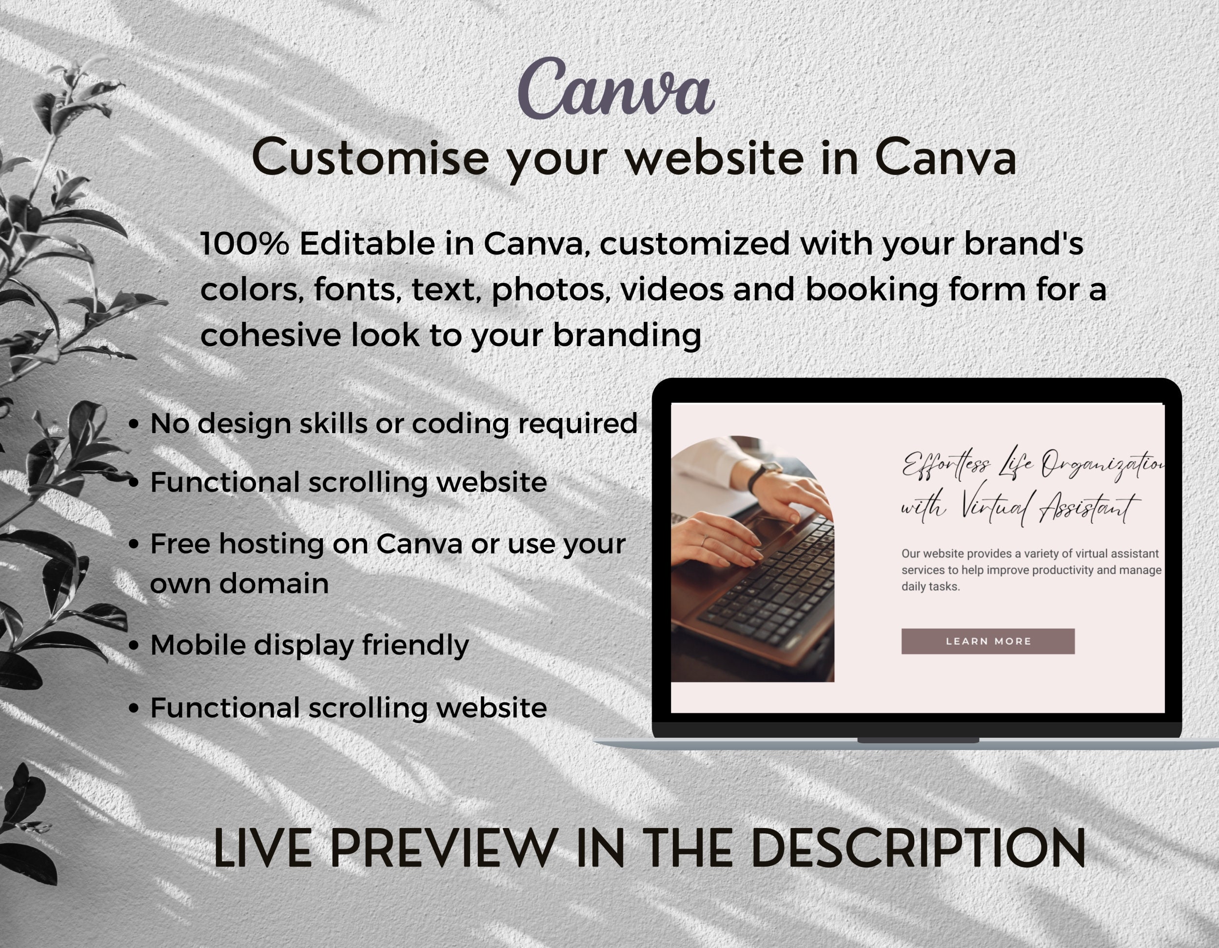 Virtual Assistant Website Template VA Canva Website - Etsy