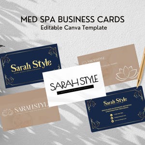メディカル スパ名刺 - スパ ビジネス、予約カード、エステティシャン名刺、メディカル スパ、編集可能な Canva テンプレート