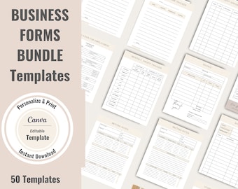 50 Small Business Forms Bundle - Editable Order Forms, Invoices, Contracts, and More