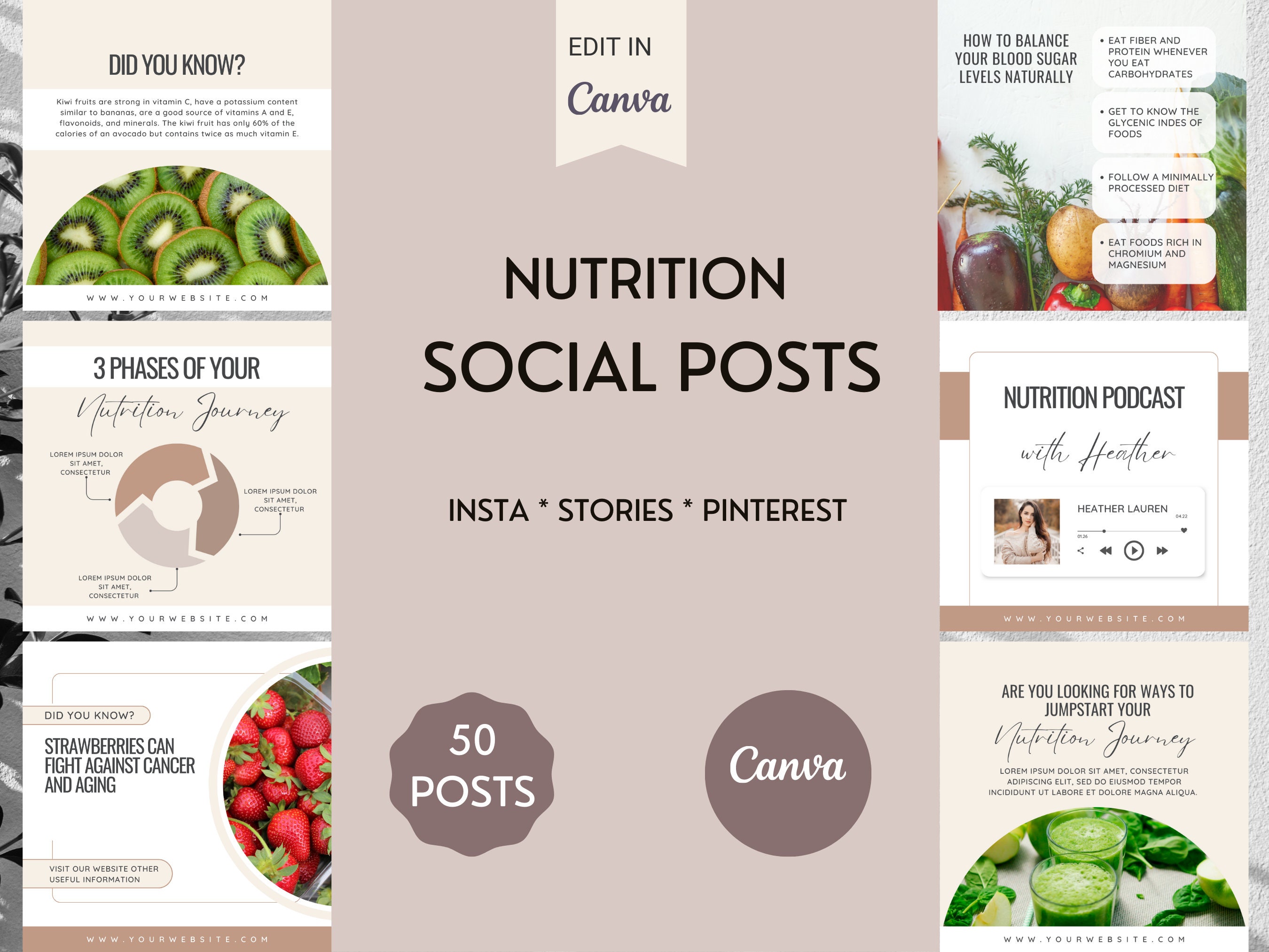 Nutrition Coach Instagram Post Canva Templates | Health Coach Boost ...