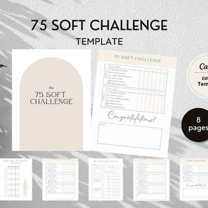 75 Soft Challenge Tracker - Fitness Challenge - Goal Tracker - Editable Canva Template