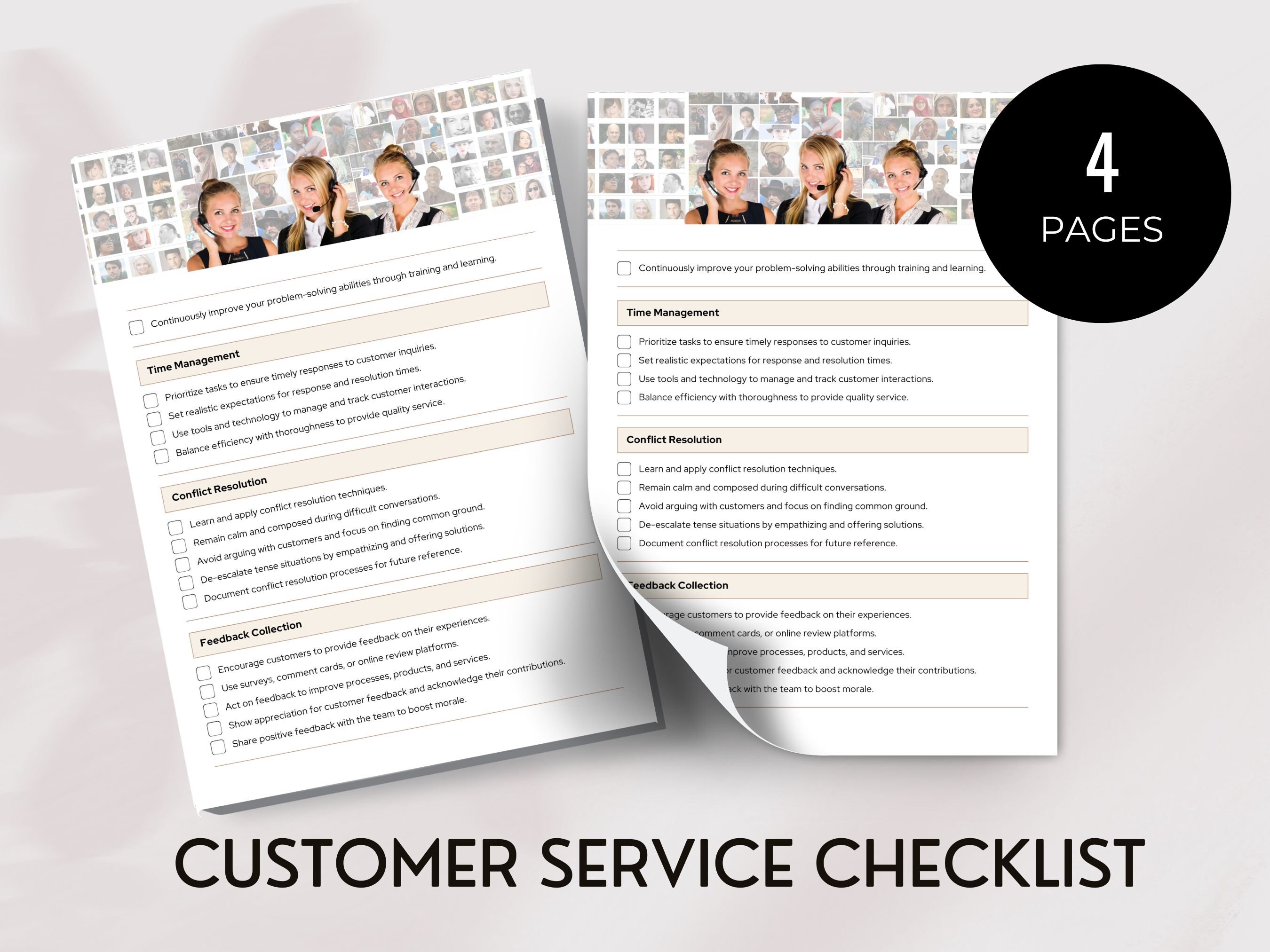 Customer Service Checklist, Client Satisfaction Guide, Customer Care ...