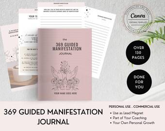 369 Manifestation Journal with Prompts - Done For You Manifestation Planner - Law of Attraction Workbook - Business Coaching Resources